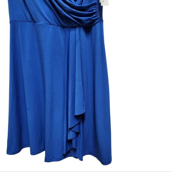 Alyx Dress XL Blue Faux Wrap Sleeveless Ruched Ruffle Party Wedding Stretchy - Picture 6 of 10